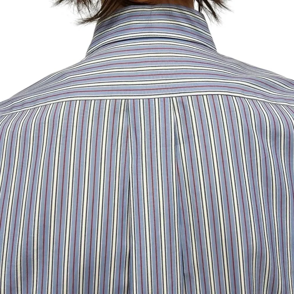J. Crew Oarsman Label Vintage 90s Dress Shirt Men 16 -35 Blue Red White Striped